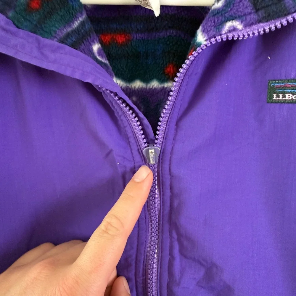 LL Bean Kids Purple Warm-Up Jacket Fleece Lined Thinsulate Vintage‎ Large J485